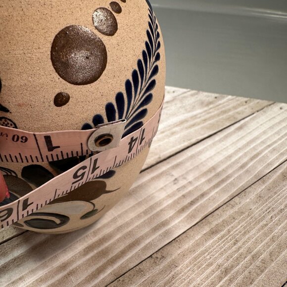 Mexican Folk Art Floral Vase Bird Sandstone Vintage Pottery Handcrafted Painted - Picture 15 of 16